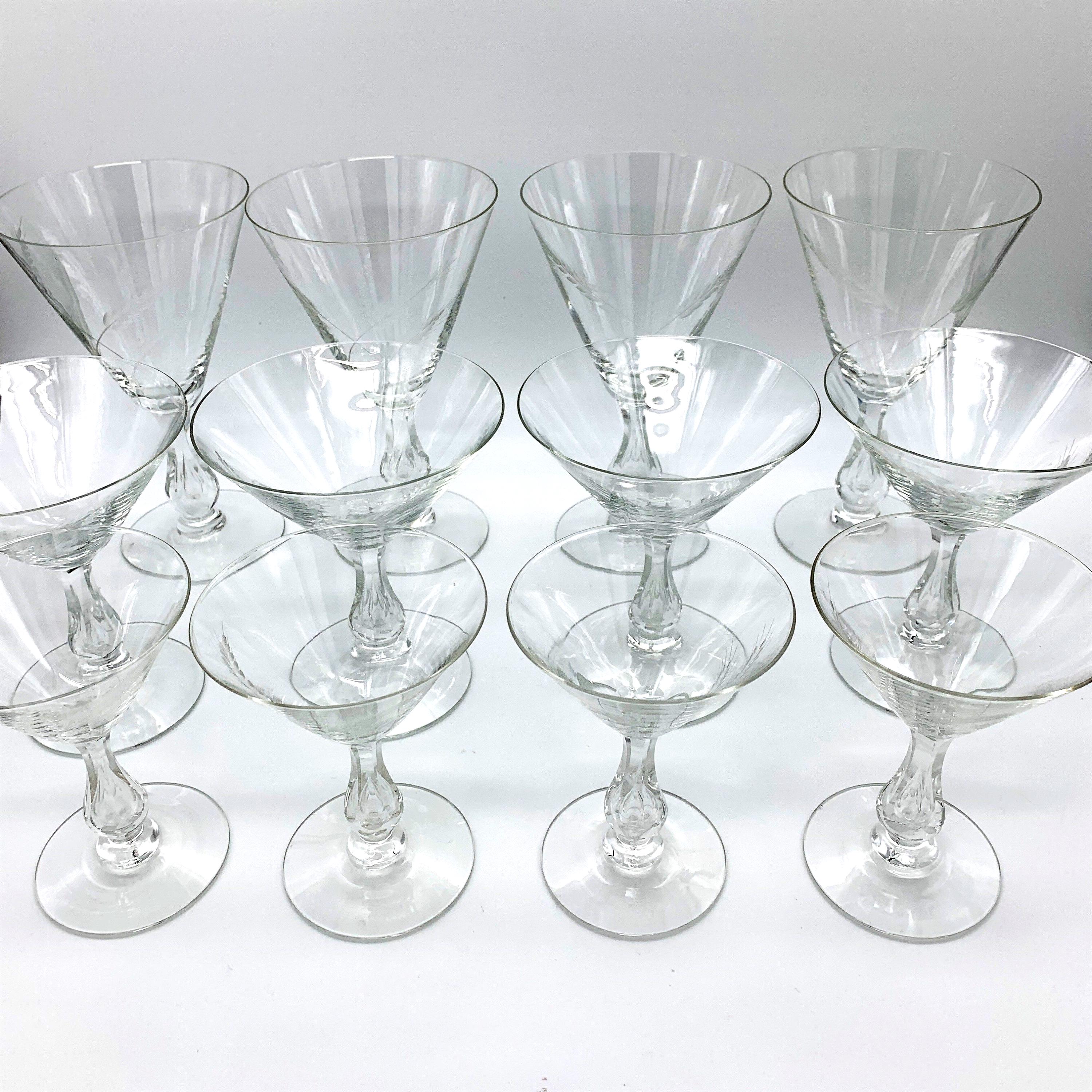 Vintage Kosta Boda Crystal Glasses - Wheat Pattern, Bubble Stem