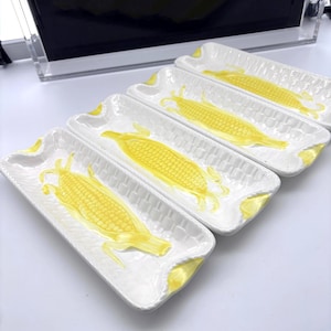 Vintage Shafford Corn on the Cob Ceramic Serving Dishes – Set of 4