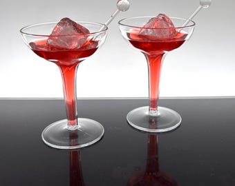 Vintage Fluted Coupe Glasses Set of 2 Elegant Stemware