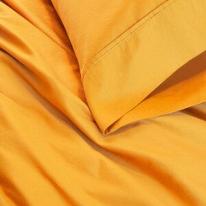 100% Long Staple Cotton Sateen Duvet Cover and Bedding Sheet Set – Deep Yellow Bedding (4-Piece) image 3