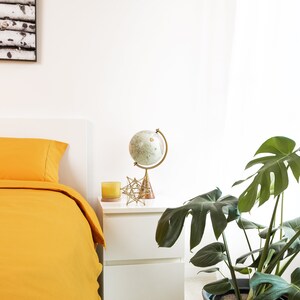 100% Long Staple Cotton Sateen Duvet Cover and Bedding Sheet Set – Deep Yellow Bedding (4-Piece) image 5