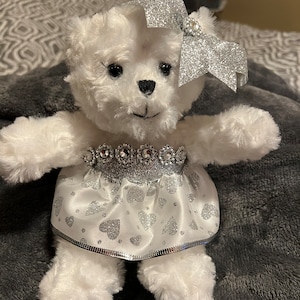 White 9 inch bear for Homecoming mums