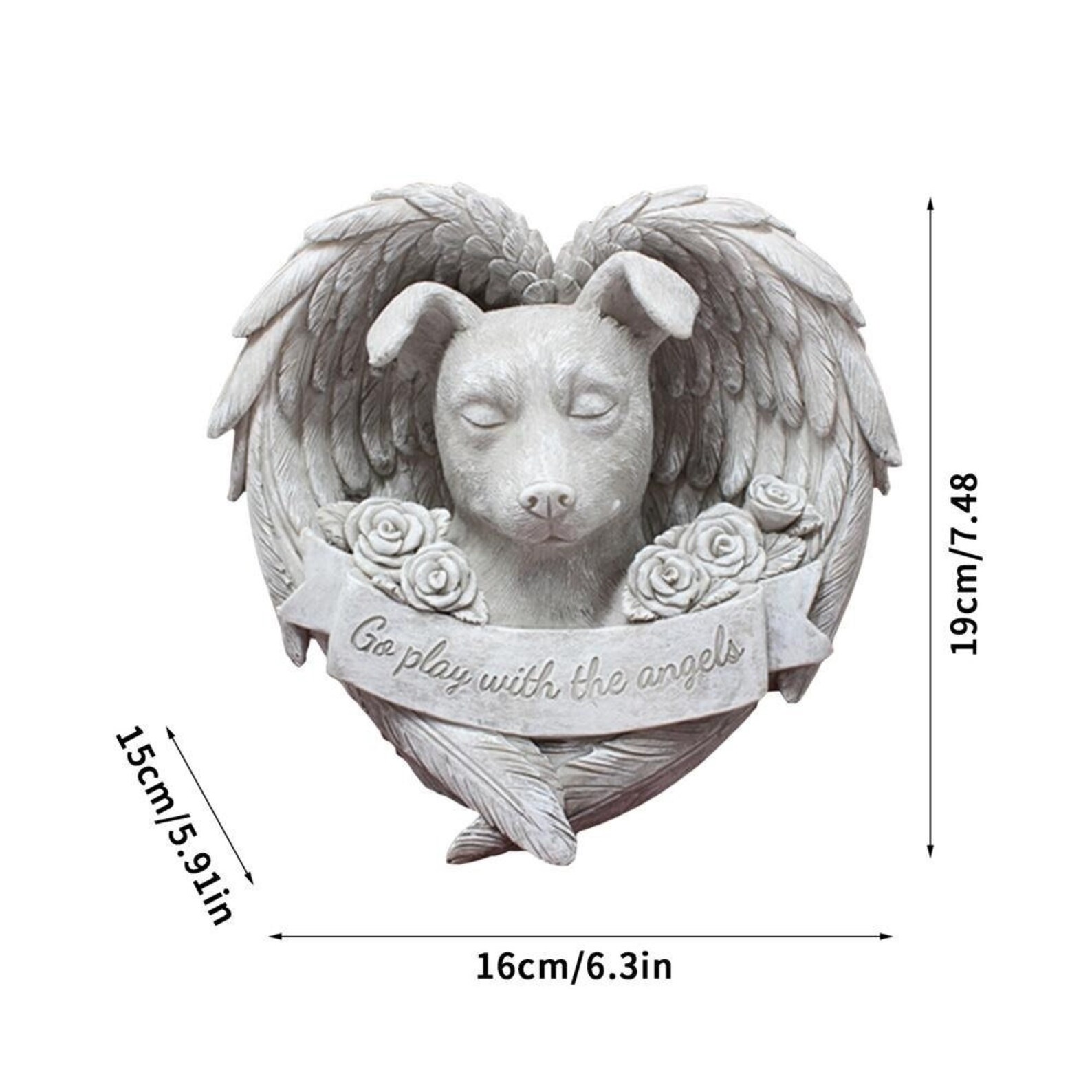 Angel Dog Memorial Statue Resin Dog Sleeping in Angel Wing Etsy