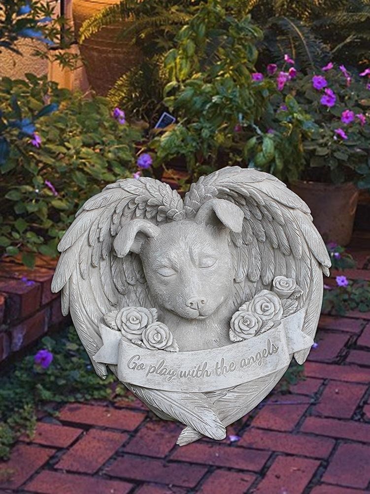 Angel Dog Memorial Statue Resin Dog Sleeping in Angel Wing Etsy