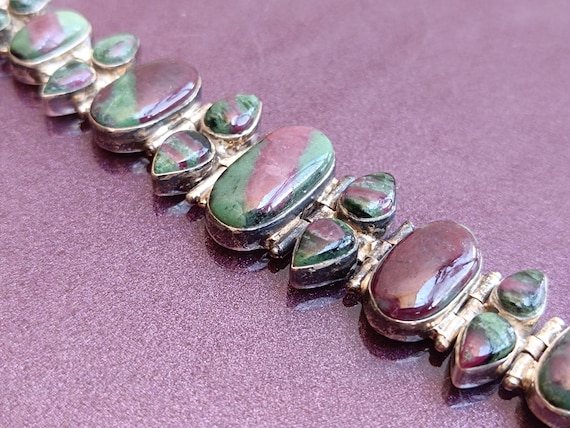 925 Silver Ruby Zoisite Bracelet, Ruby Bracelet, … - image 5