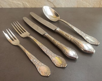 Solingen Verzilverd Bestek Set, Romantisch Diner Bestek, Vintage Bestek, Rostfrei Bestek, Zilver 100, Antieke Lepel, Messen, Vorken