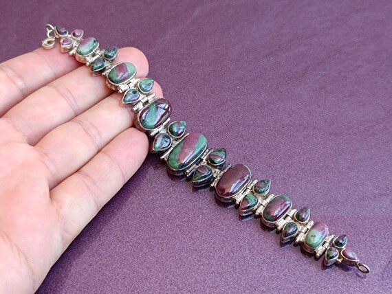925 Silver Ruby Zoisite Bracelet, Ruby Bracelet, … - image 9