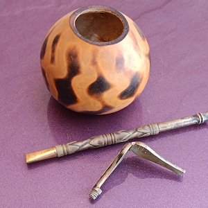 Industria Argentina Alpaca Mate Straw and Pumpkin Mate Gourd, Mate Cup, Mate Gourd de Calabaza, Handmade Argentina, Mate Straw