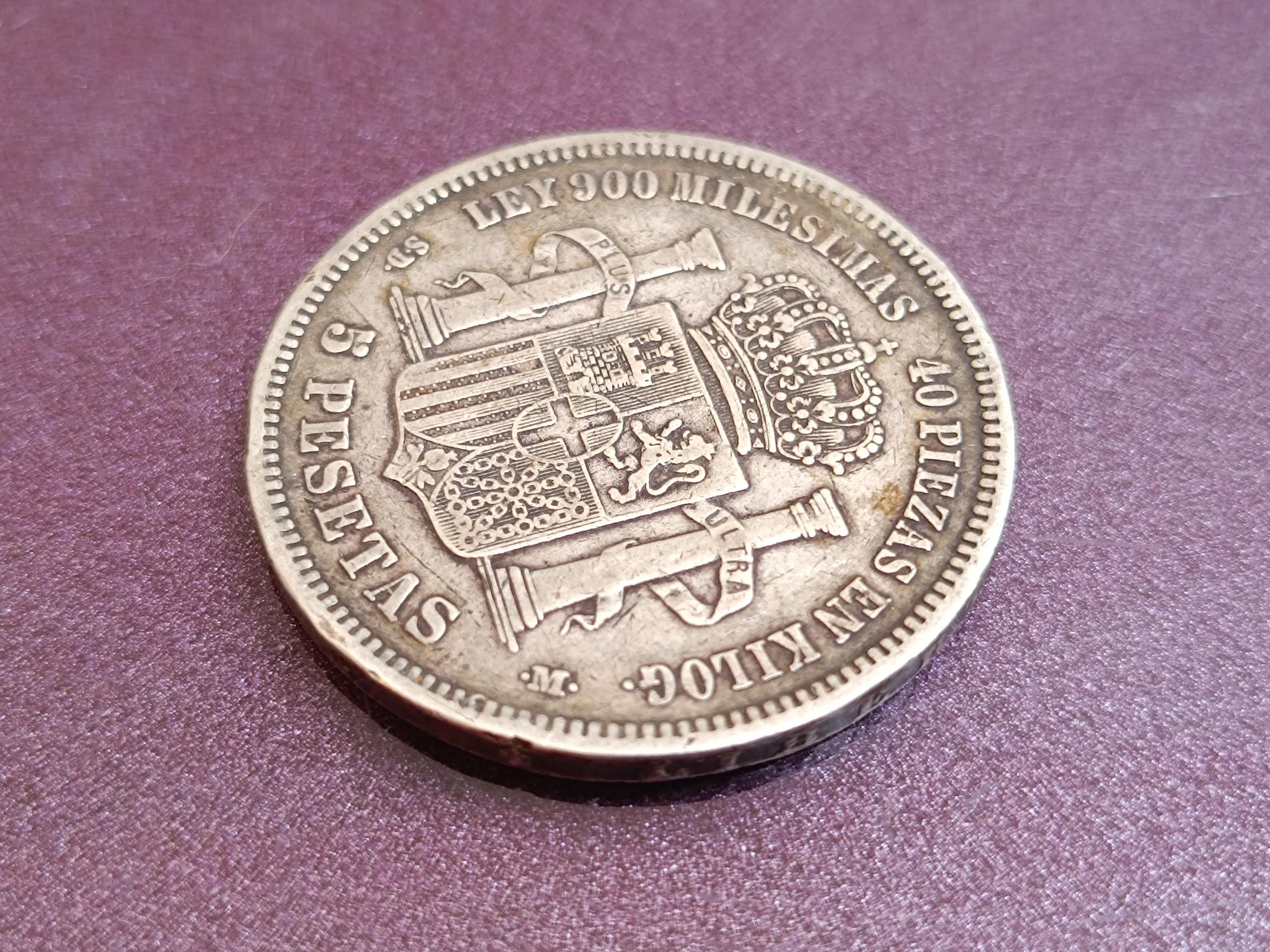 1871年 アマデオ1世 スペイン国王 銀貨 5ペセタ、アマデオ1世 スペイン