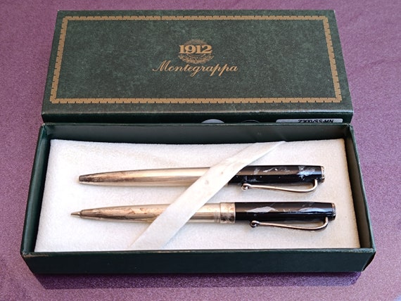 Montegrappa ボールペン パラディオVermeil 925silver Montegrappa Sterling Silver 925 and Marble Black Lacquer Ballpoint