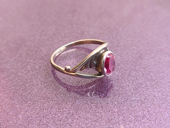 875 Silver Soviet Ruby Ring, Red Ruby Silver Ring… - image 4