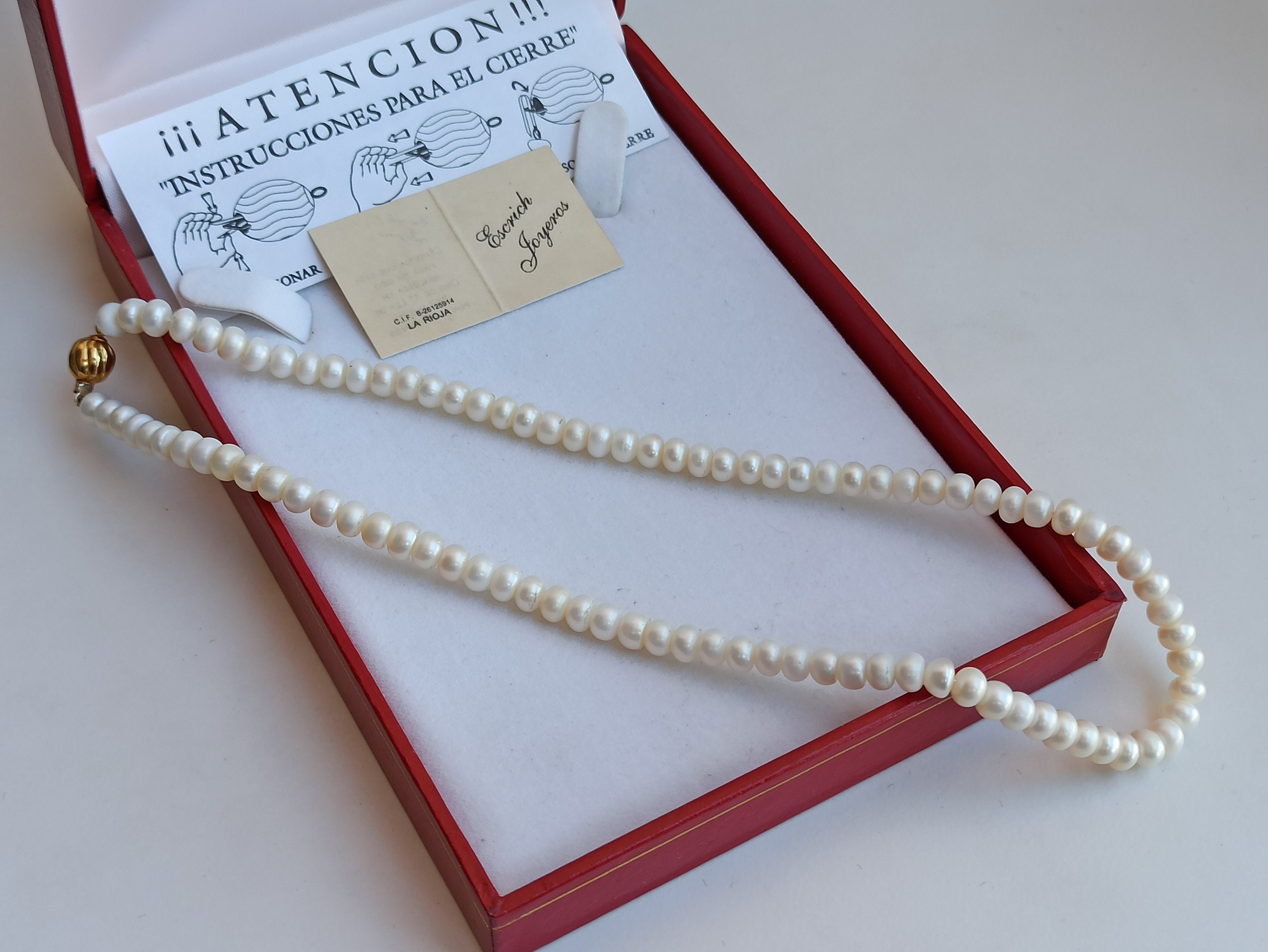 750 Gold Clasp Natural Pearl Necklace, Vintage Pearl Necklace