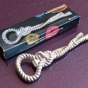 Rope Bottle Opener W230-S, Silver Plated Bottle Opener, Rope Shaped Bottle Opener, Vintage Rope Bottle Opener