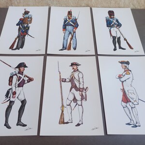 Satz von 6 Postkarten 1970 Postsoldatenfigur, Postkarten, Postkartenpaket, Vintage-Postkarten Spanien Soldat, Europa, gepostete Postkarten