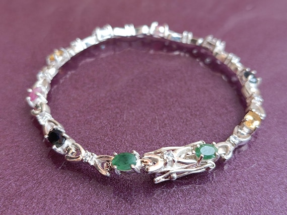 925 Silver Emerald, Ruby, Sapphire, Rose Quartz, … - image 2