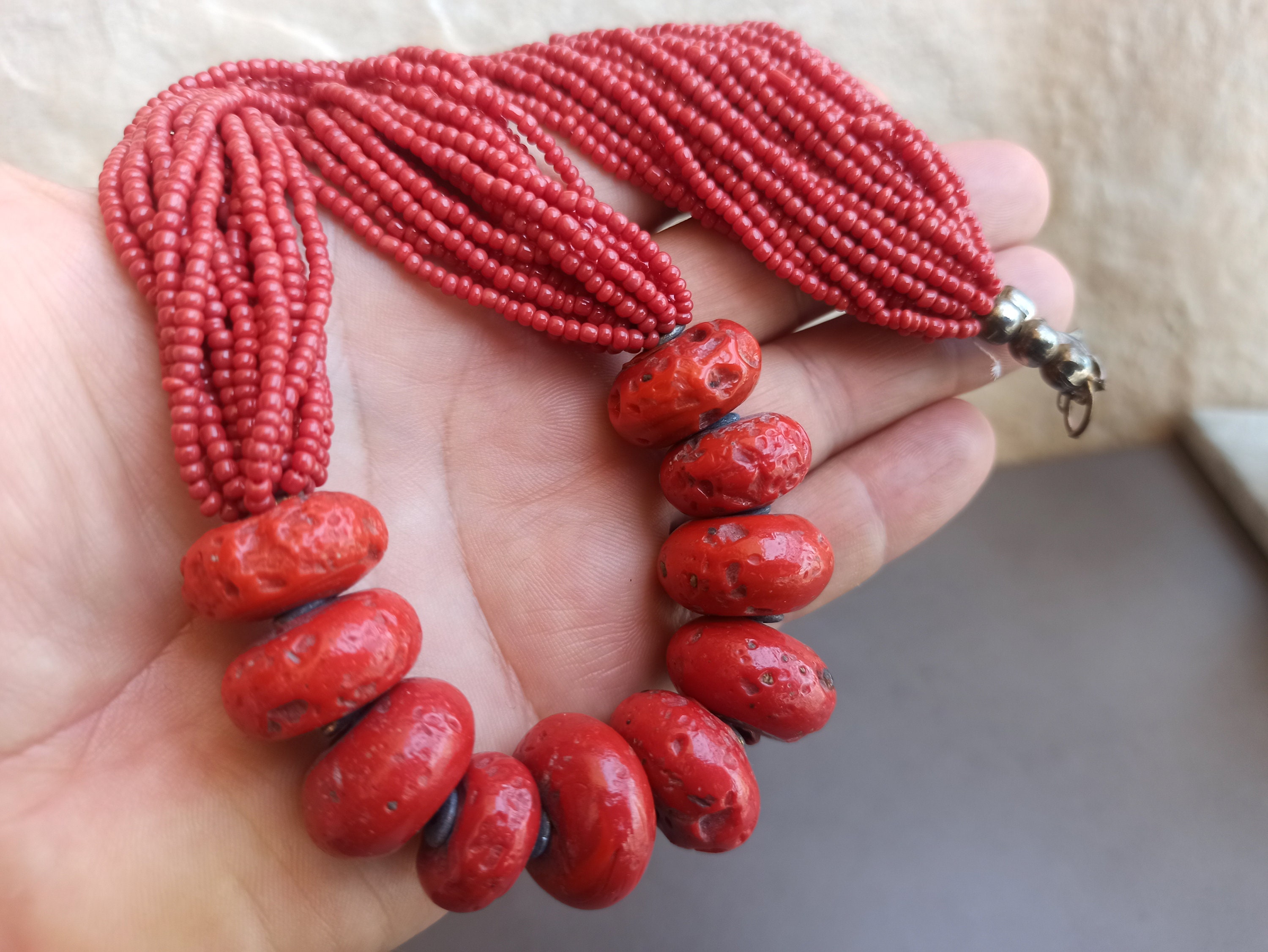 Rare RED CORAL Necklace Handmade Beads Beautiful Coral Etsy