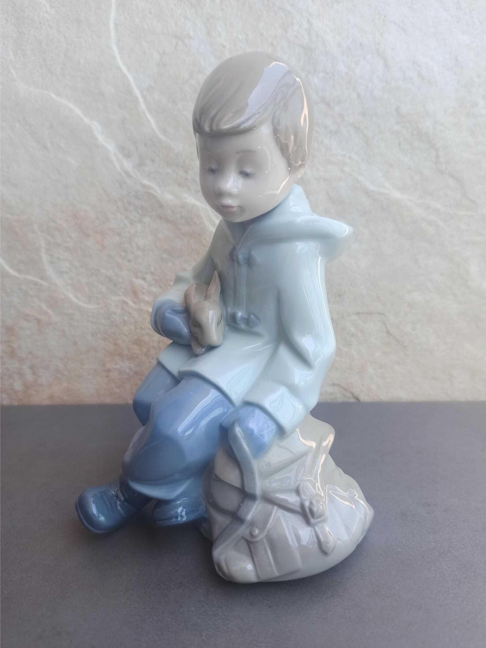 Nao Figurine Nao by Lladro Spain Figurine Boy With Rabbit Etsy