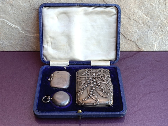 1900s cigarette holder 1900 Silver Cigarette Case, Vintage Silver Cigarette Box, Cigarette Case,  Retro Silver Cigarette Case, Silver Coin Holder, Silver Match Box