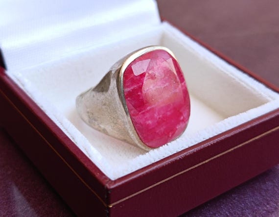 925 Silver Ruby Ring, Ruby Silver Ring Silver, Si… - image 1