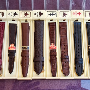 Ferrer lederen horlogeband, Spaans horlogebandleer, lederen horlogeband, antieke 1980 lederen horlogeband, Vintaqe horlogeband, Ferrer