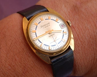 Montre Vintage MAUTHE 'RHEINISCHE POST' - Boîtier Plaqué Or 34mm - Mécanique 17 Rubis (Années 1950)