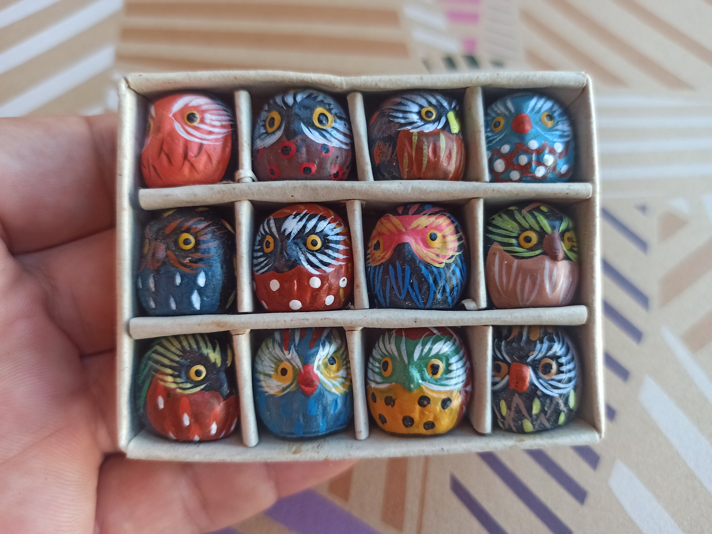 Owls Set, Cute Clay Owls, Collectible Birds, Collectible Owls, Vintage Bird Collection, Retro Owls C