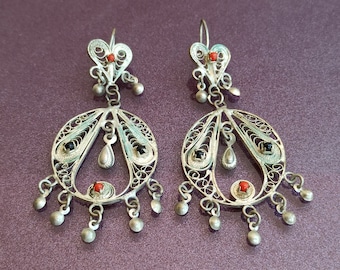 1960s Filigree Silver Earrings, Vintage Earrings, Silver Earrings, Filigree Silver Earrings, Filigree Earrings, Antique Filigree Earrings