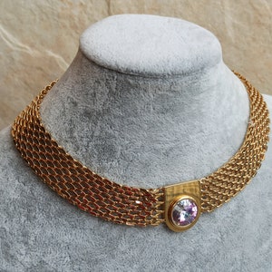 Boruschka goud gevulde ketting choker, antieke vergulde choker, Spaanse vintage ketting, Boruschka sieraden Spanje, Limited Edition