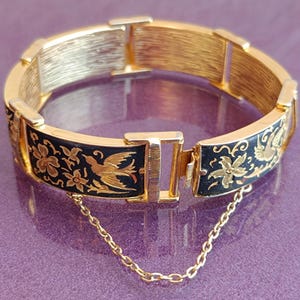 1960 Toledo Damaszener Armband, Vergoldetes Toledo Armband, Vintage Charm, Filigranes Armband, Boho Schmuck, Schönes Filigranes Armband