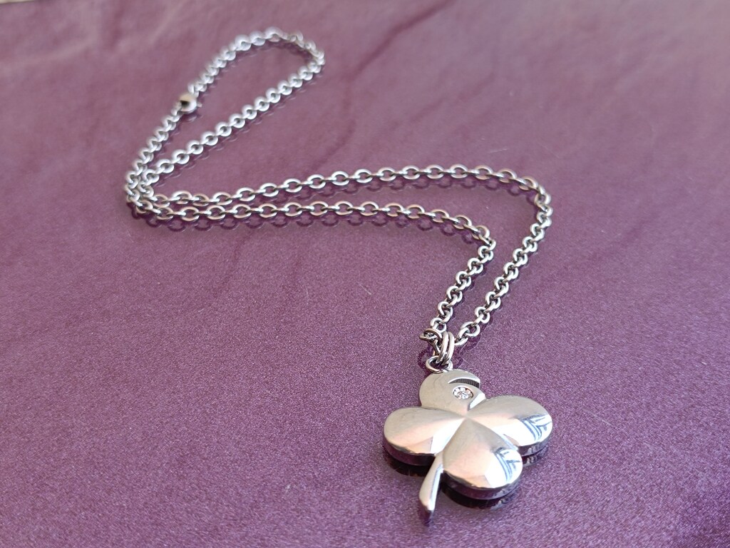 Collana Con Ciondolo Trifoglio In Argento 925 E Zirconi | Gioiello Elegante Per Donna | Catena 40+5 Cm | Regalo Perfetto