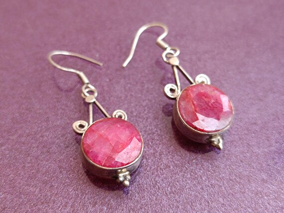 Ruby 925 Silver Earrings, Ruby Silver Earrings, S… - image 3
