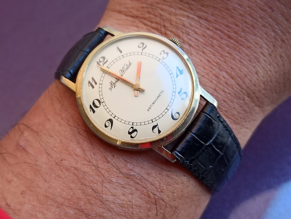 Montre Femme MORTIMA SUPER DE LUXE Vintage - Bracelet Cuir Noir - Quartz - À Reconditionner (Pile)