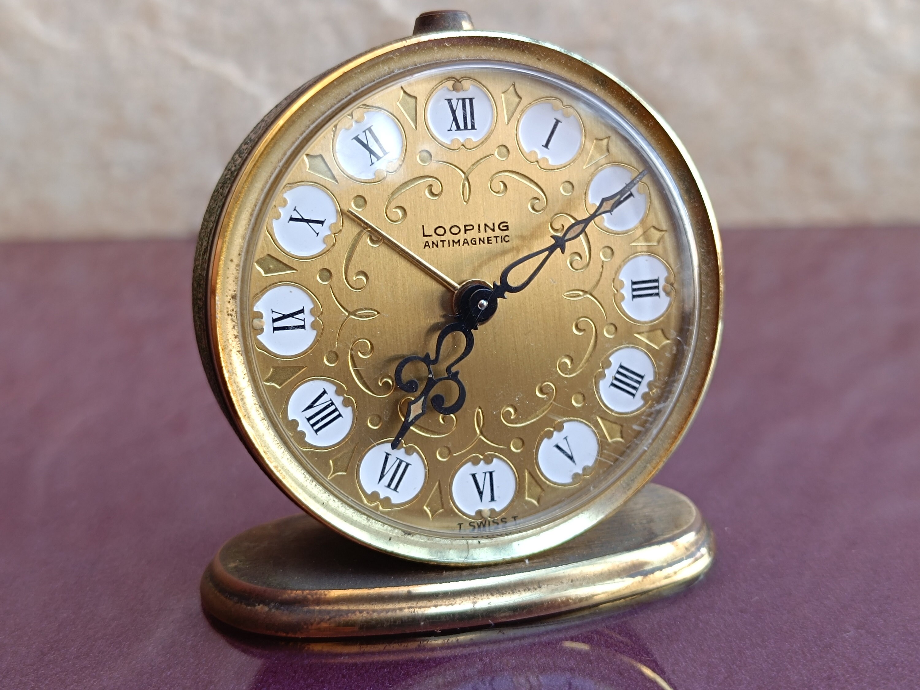 1960s LOOPING SWISS Alarm Clock With Mechanical Mechanism