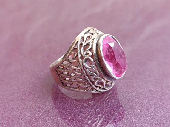 875 Silver Ruby Ring, USSR Red Ruby Silver Ring, … - image 6