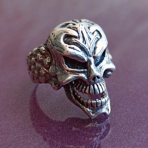 925 Silver Skull Ring, Biker Ring, Biker Jewelry, Retro Skull Ring, Biker Skull Ring, Silver Jewelry, Silver Biker Ring, Skull Ring