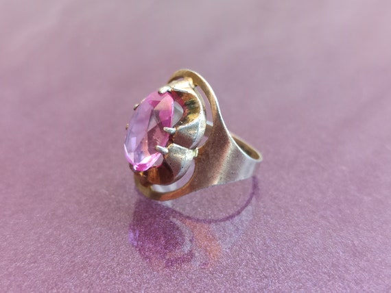 875 Silver Ruby Ring, USSR Red Ruby Silver Ring, … - image 2