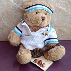 Ours en peluche de joueur de tennis original, jouet en peluche doux original, ours en peluche de joueur de tennis, cadeau de bébé, ours en peluche antique, ours en peluche vintage