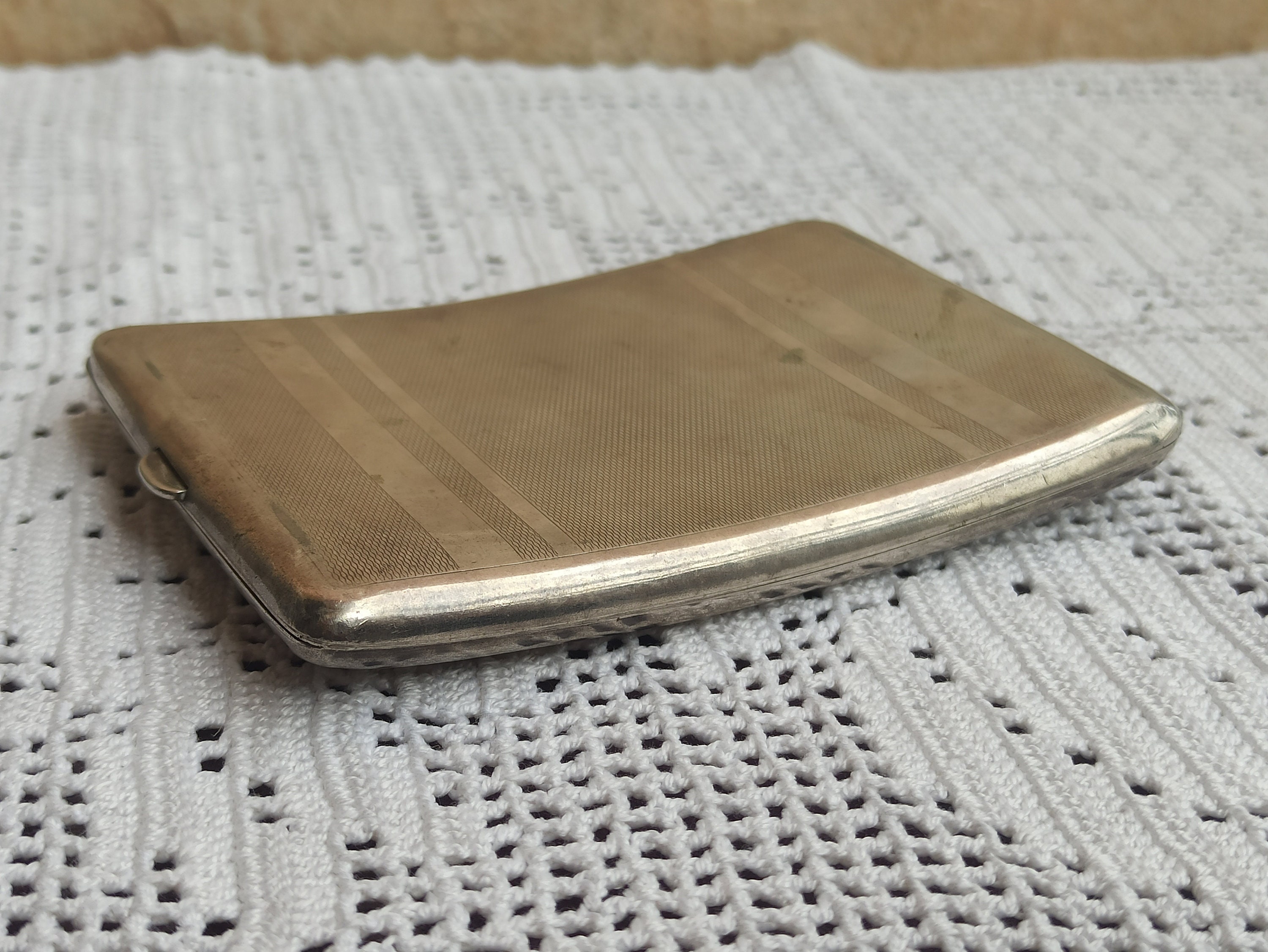 1950 Rounded Alpaca Cigarette Case, Vintage Alpaca Silver Cigarette Box,  Antique Cigarette Case, Silver Plated Cigarette Case
