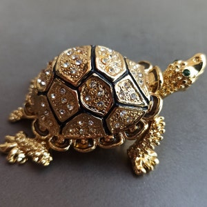Goud gevulde schildpaddoos, vintage doos, sieradendoos, retro doos, retro metalen doos, borst vintage, kofferbak vintage, pillendoos, schatkist
