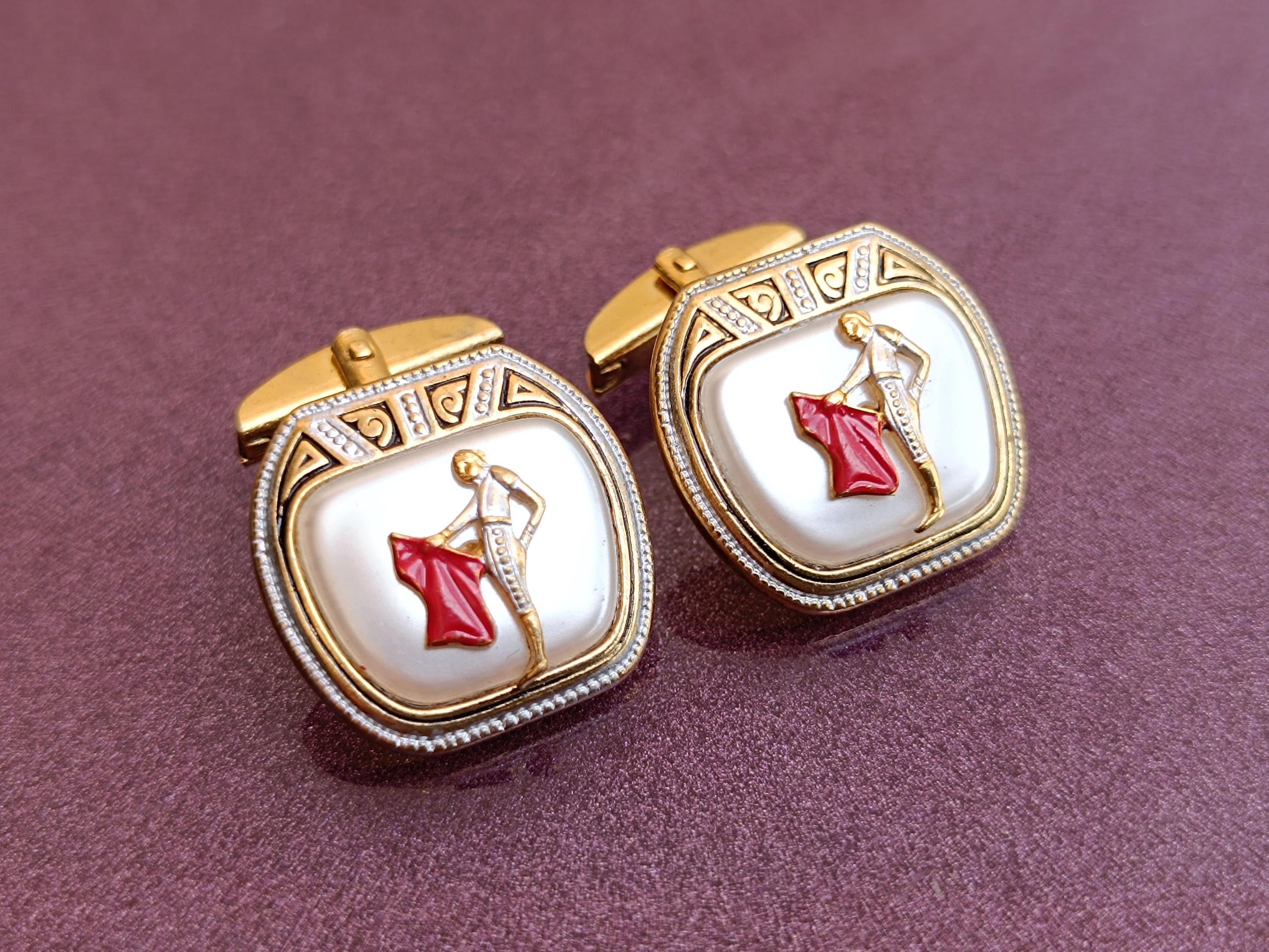 Gemelli placcati in oro damascato del toro e Torreador Toledo del