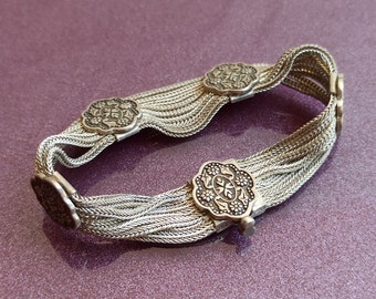Vintage 925 Silver Bracelet, Sterling Silver Bracelet, Celestial Jewelry, Silver Bracelet, Art Deco Chain Bracelet, Retro Silver Bracelet