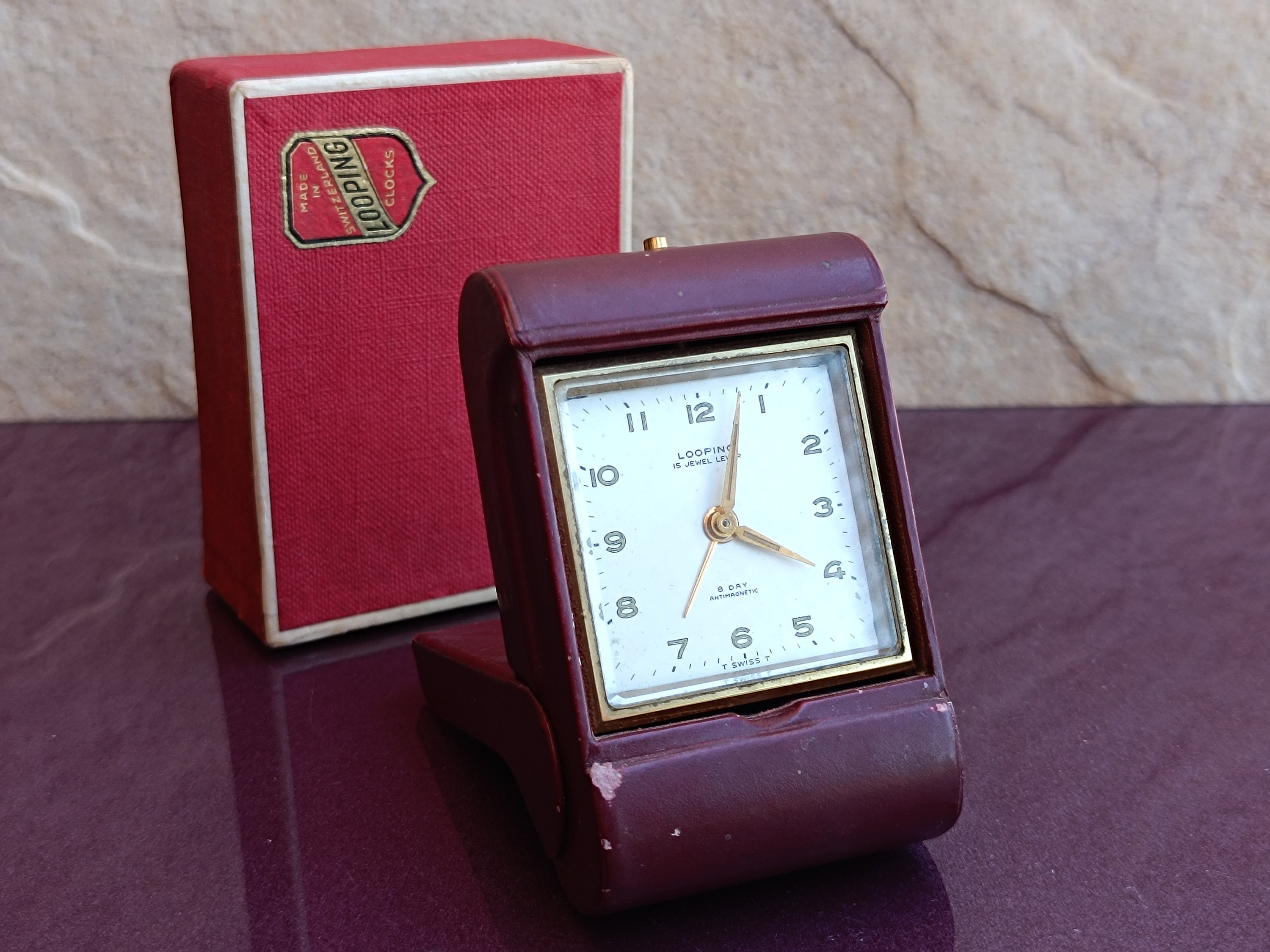 LOOPING SWISS Alarm Clock With Mechanical Mechanism 15 Jewels 8