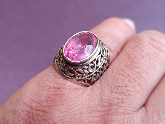 875 Silver Ruby Ring, USSR Red Ruby Silver Ring, … - image 2
