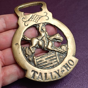 1980s Horse Brass TALLY-HO, Vintage Horse Brass, Horse Brasses, Horse Brass