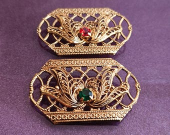 ヴィンテージブローチ、チェコガラスブローチ、チェコのフィリグリーブローチ、ボヘミアンジュエリー、素敵なフィリグリーブローチ、素敵なヴィンテージスタイル、レトロブローチ