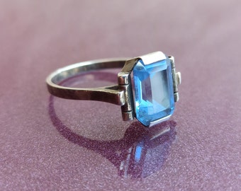Aquamarine 900 Silver Ring, Vintage Silver Ring, Aquamarine Ring, Retro Silver Ring, Wish Stone, Aquamarine Stone, Aquamarine