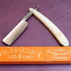 1950s Razor FILARMONICA Sub Cero, Jose Montserrat Pou, Barber Hand Razor, Vintage Special Razor, Straight Razor, Antique Straight Razor
