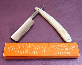 1950s Razor FILARMONICA Sub Cero, Jose Montserrat Pou, Barber Hand Razor, Vintage Special Razor, Straight Razor, Antique Straight Razor