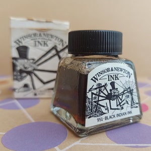 Winsor And Newton 1950 Ink, Black Decoration, Vintage Ink, Inkwell Winsor And Newton, Black Ink, Old English Inkwell, Antique Ink