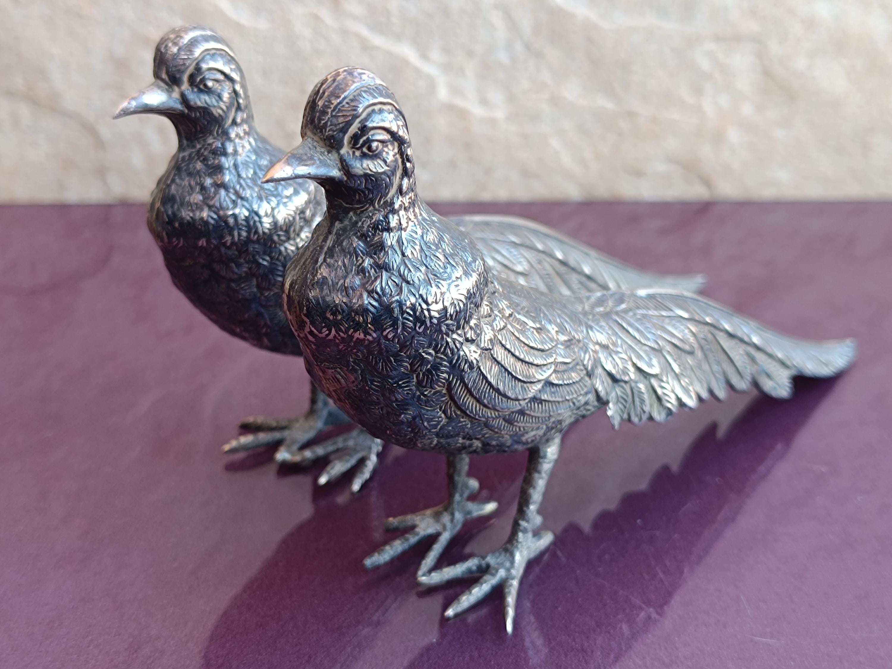 Silver peacock figurines - Etsy 日本